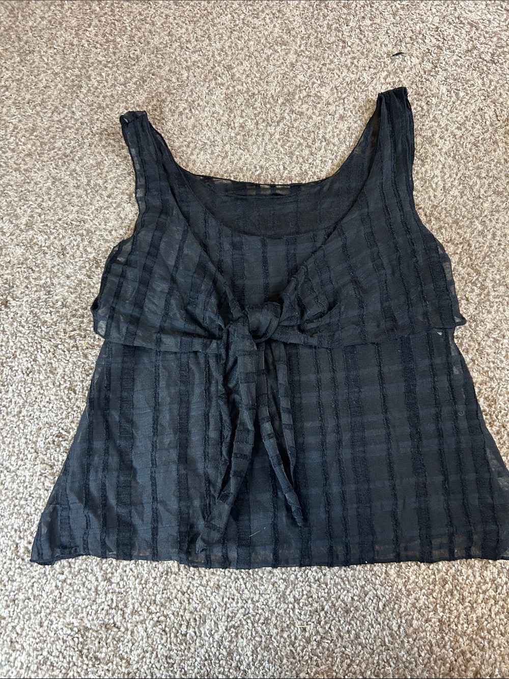 CHANEL Black Sheer Tie-Front Camisole